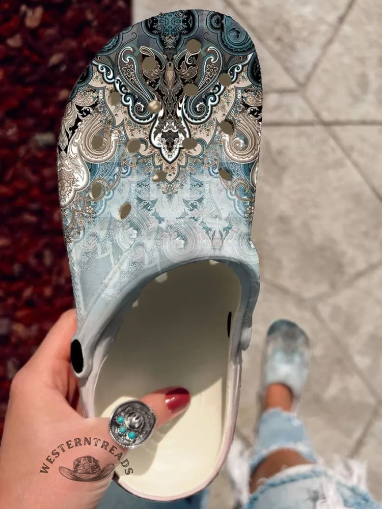 Paisley Holey Clogs