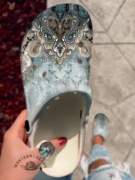 Paisley Holey Clogs
