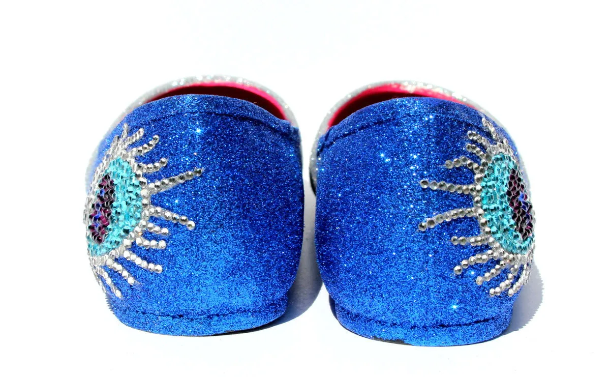 Peacock Glitter Flats with Swarovski Crystal Feathers