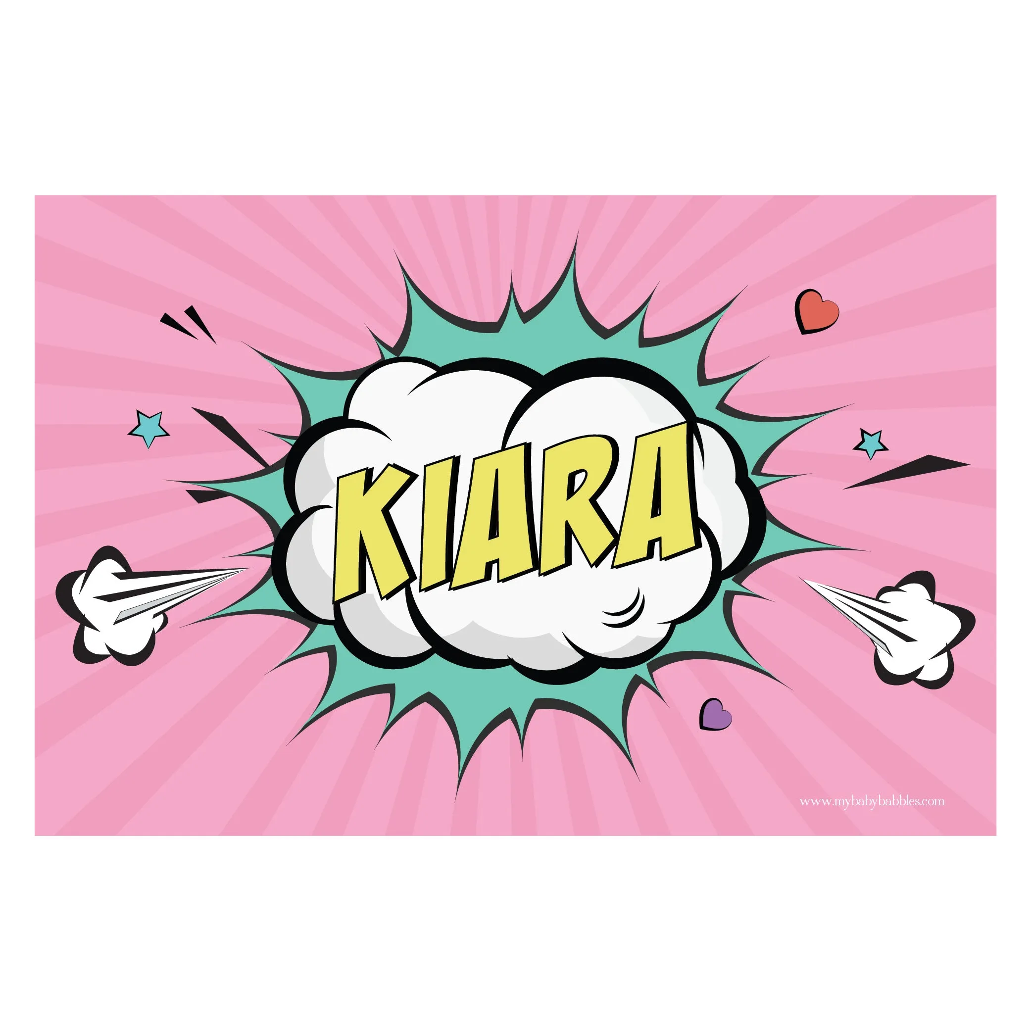 Personalised Themed Tablemat - Pop Art - Girl