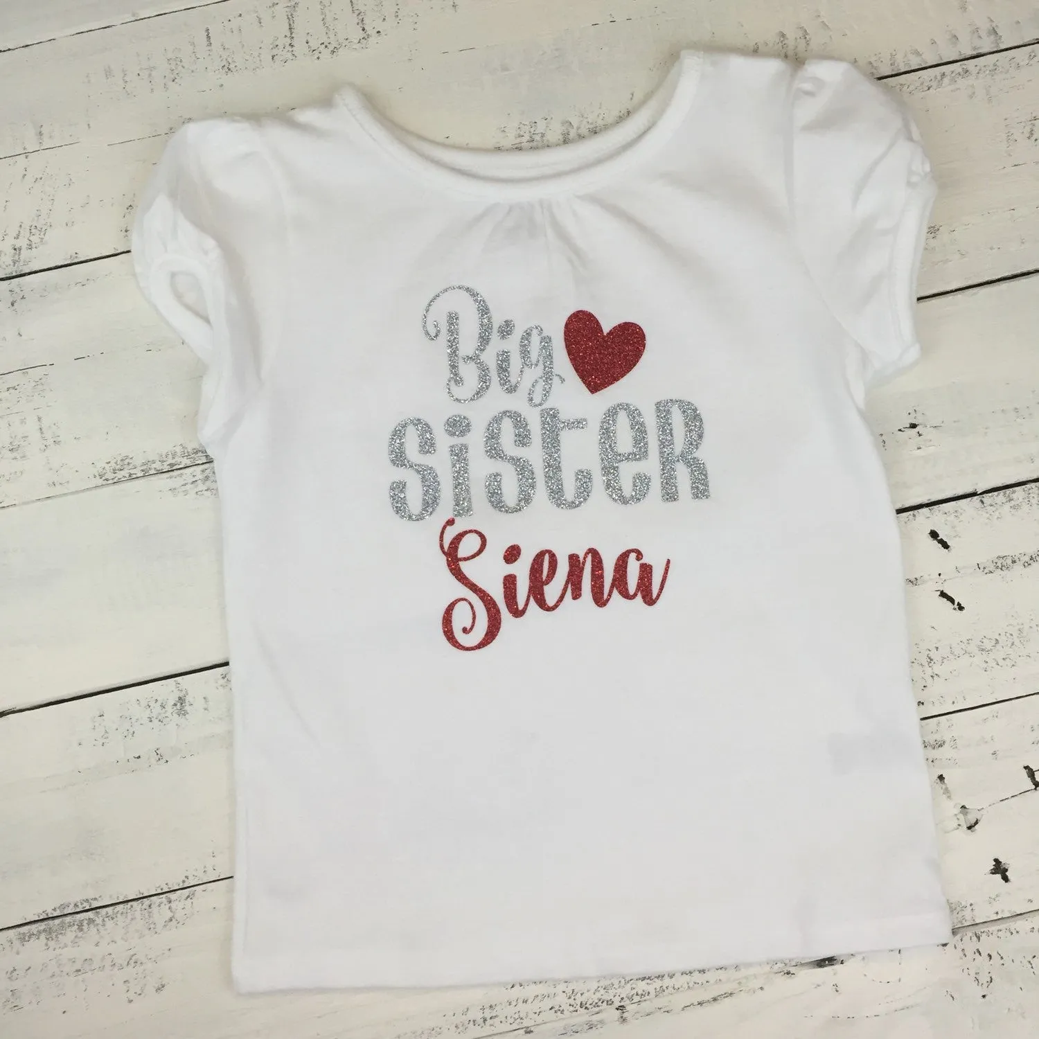 PERSONALIZED Sister Bodysuits and Shirts - Silver and Red Glitter