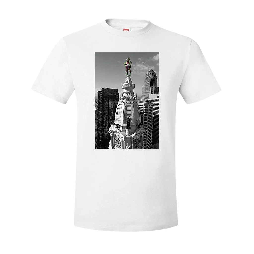 Philadelphia Mummer City Hall T-Shirt | City Hall Philadelphia Football Mummer Statue White T-Shirt