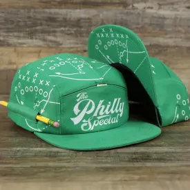 Philly Special Championship Game All Over Print Five Panel Strapback Hat | Green Strapback