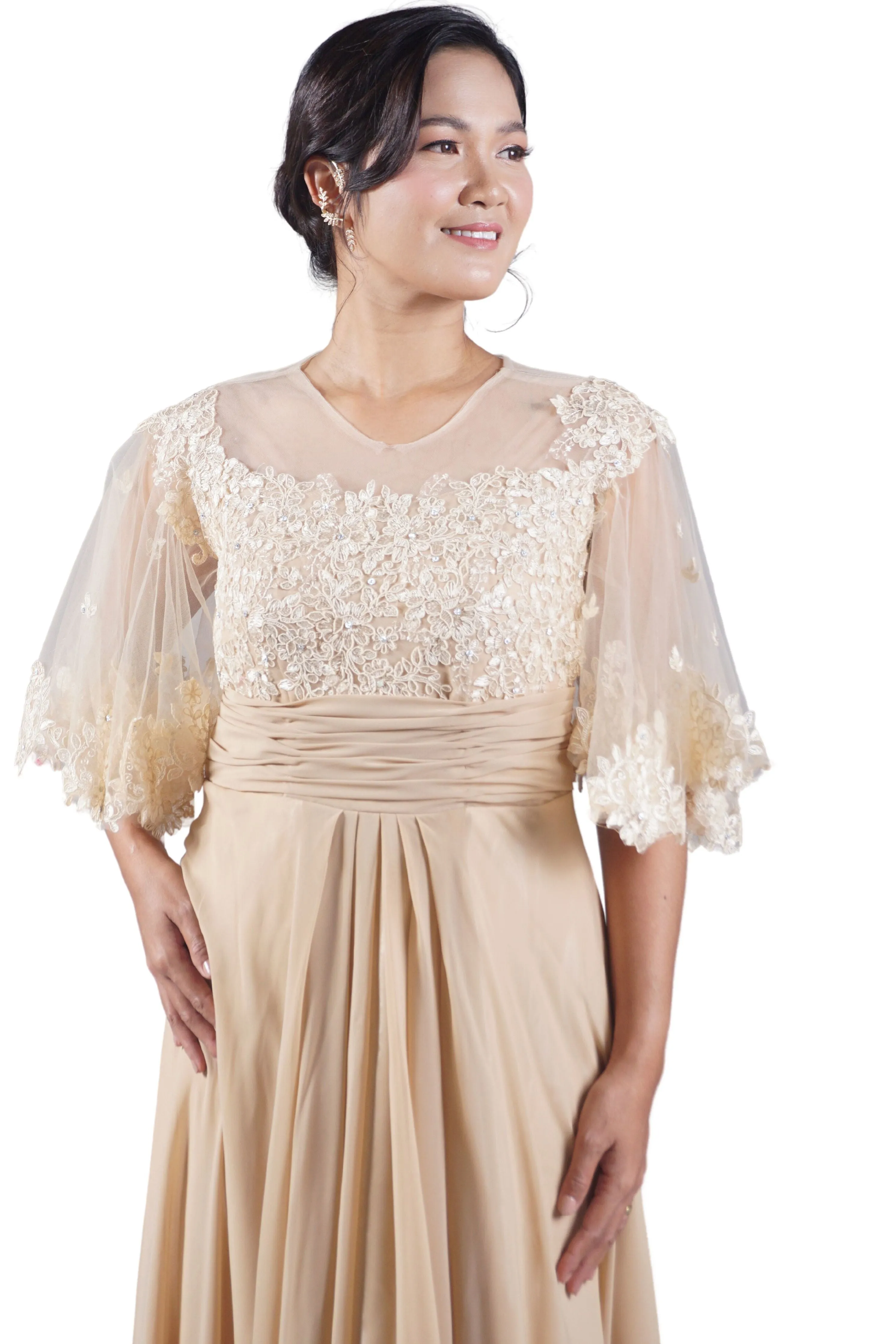Pinya & Lace Modern Elegant Filipiniana Dress  - Gretchen - ML896