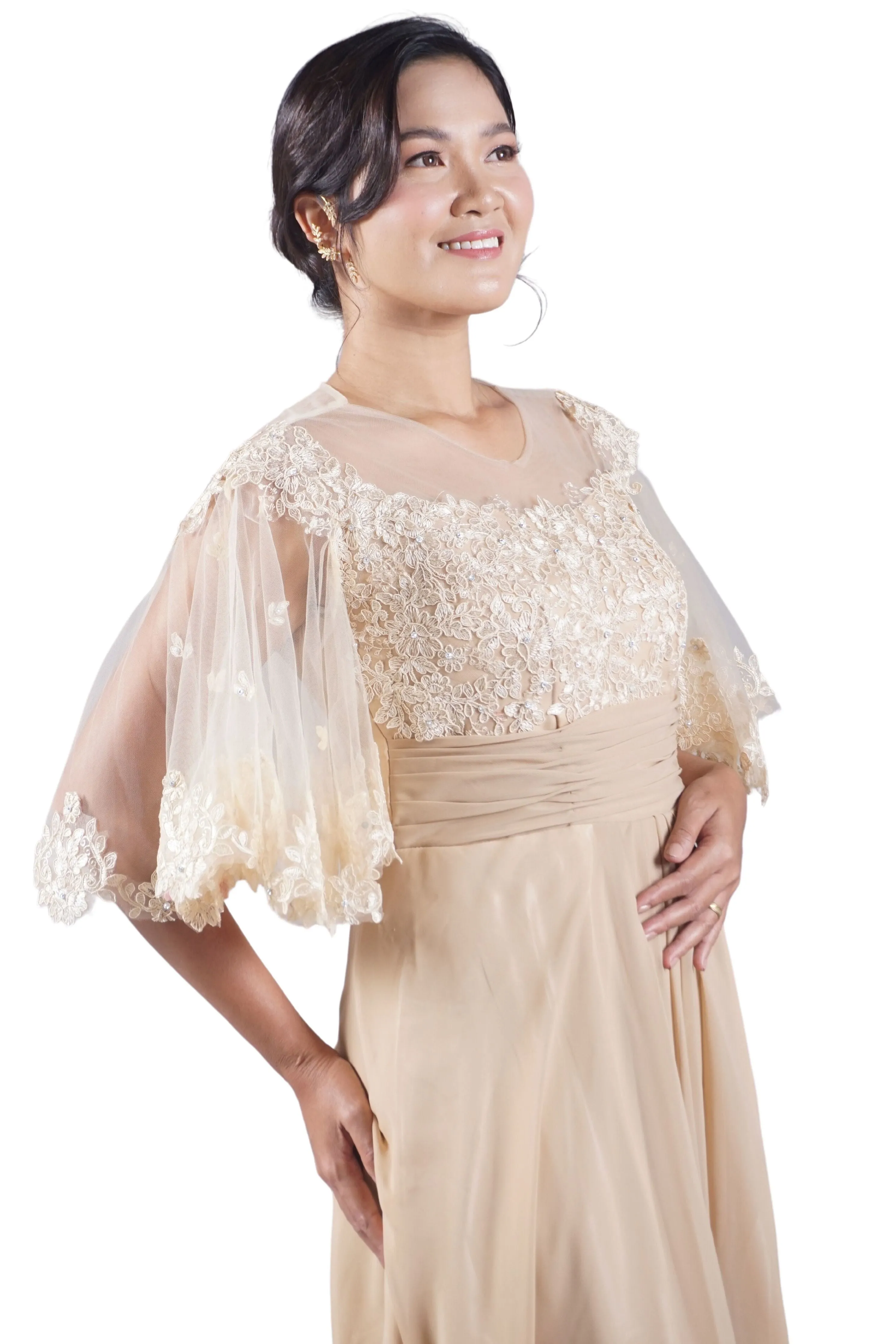 Pinya & Lace Modern Elegant Filipiniana Dress  - Gretchen - ML896