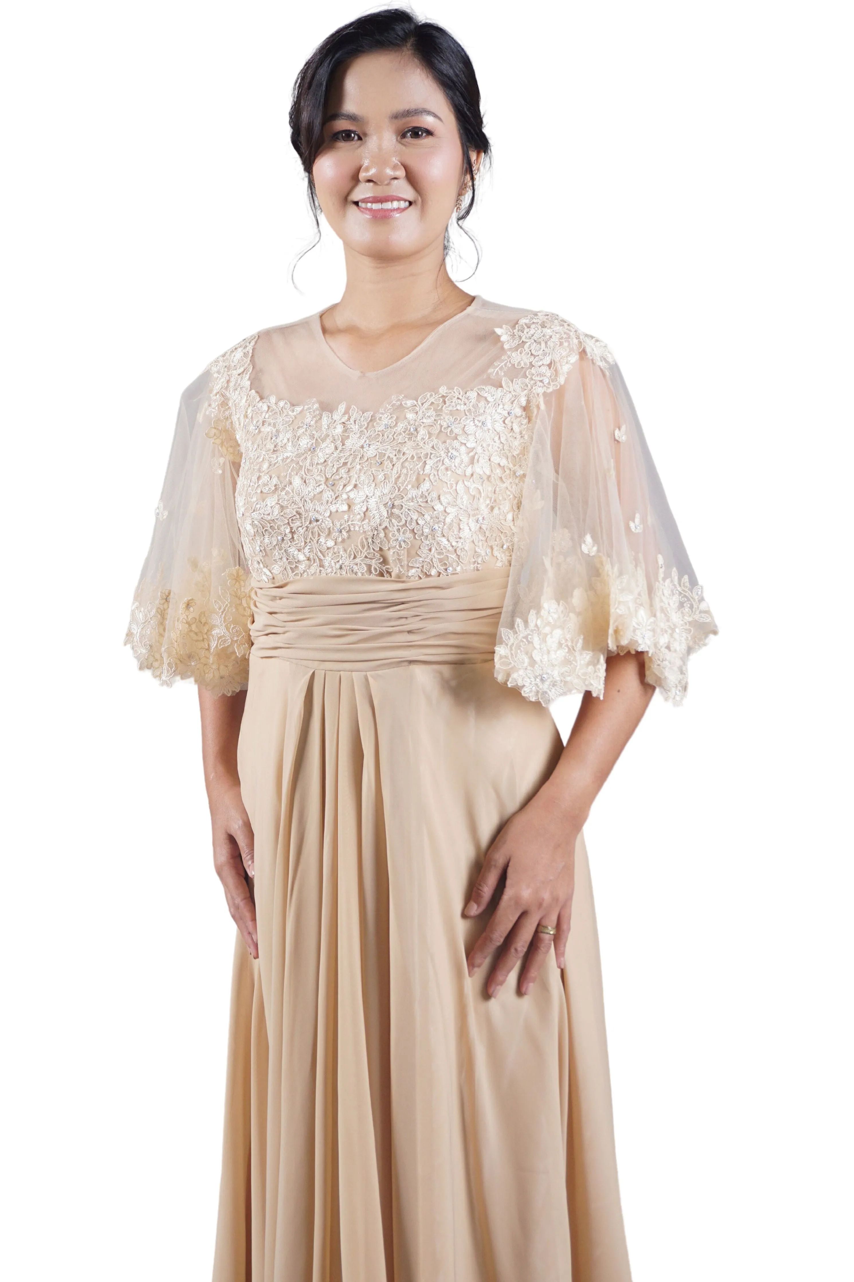 Pinya & Lace Modern Elegant Filipiniana Dress  - Gretchen - ML896