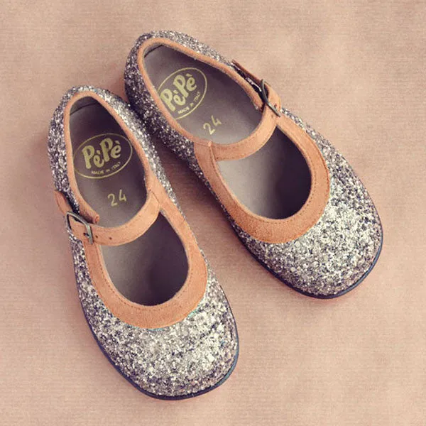 PèPè Girls Bronze Sparkly Mary Jane