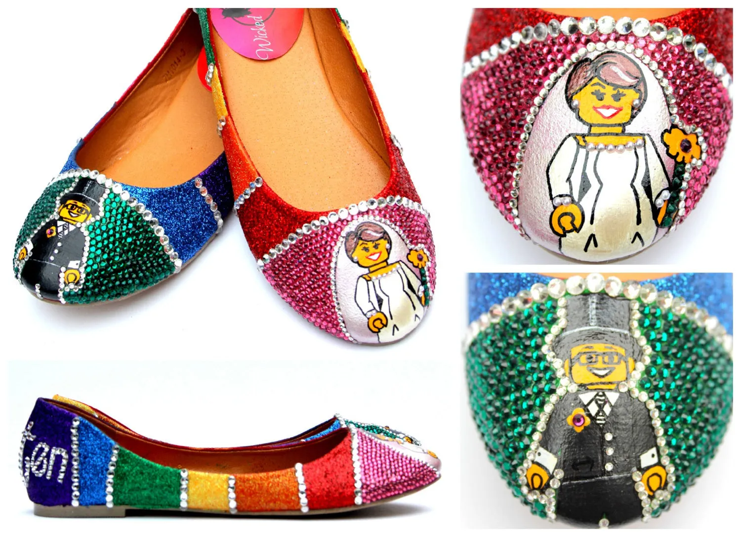 Rainbow Bridal Crystal Flats