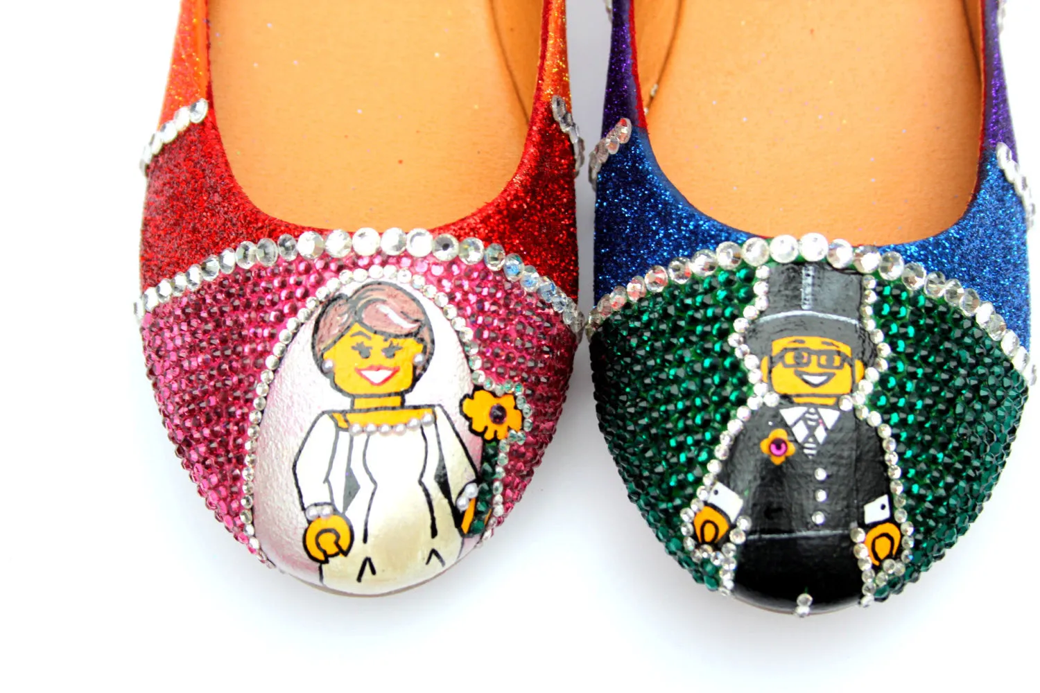 Rainbow Bridal Crystal Flats