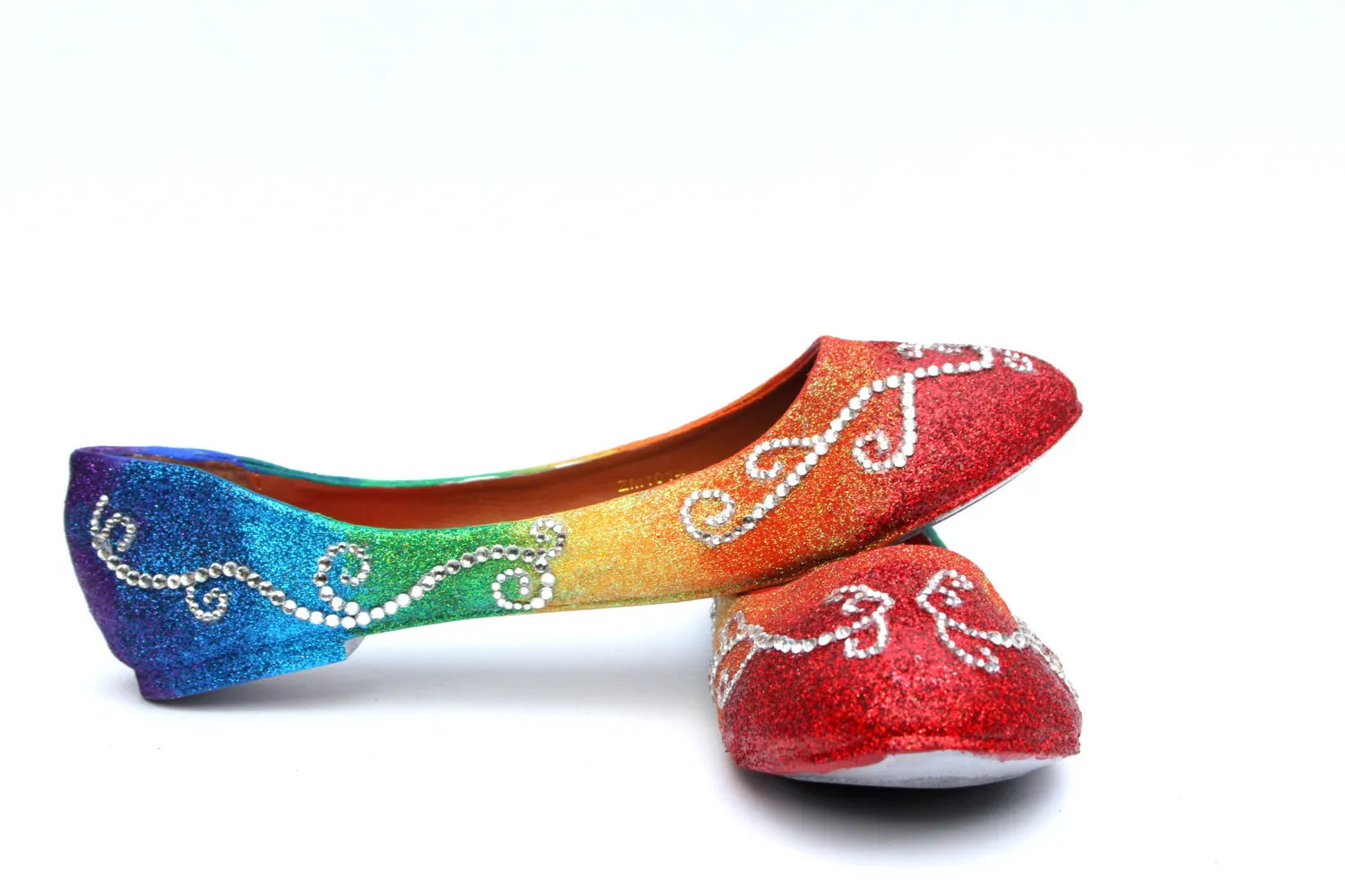 Rainbow Glitter & Clear Crystal Flat