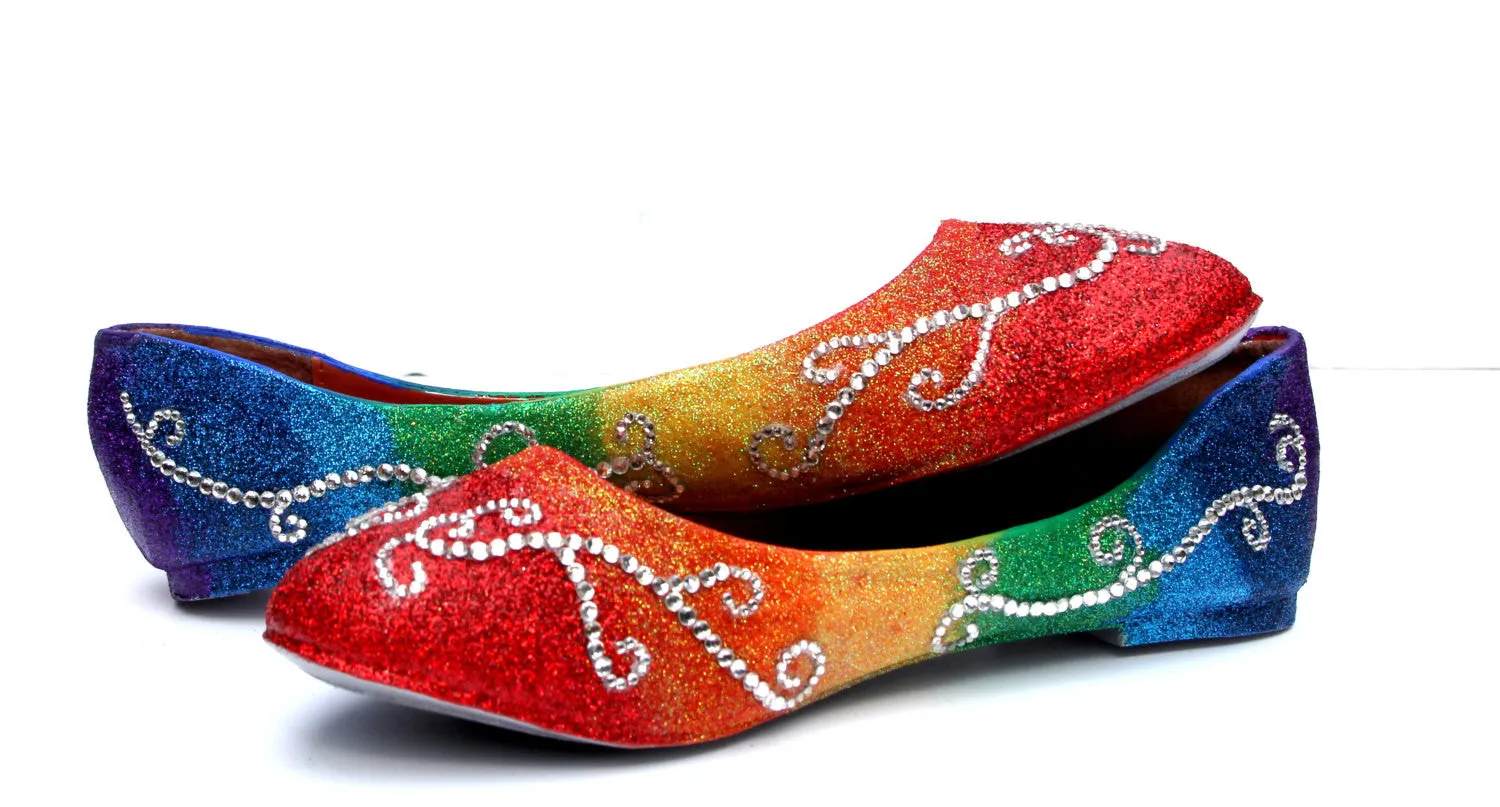 Rainbow Glitter & Clear Crystal Flat