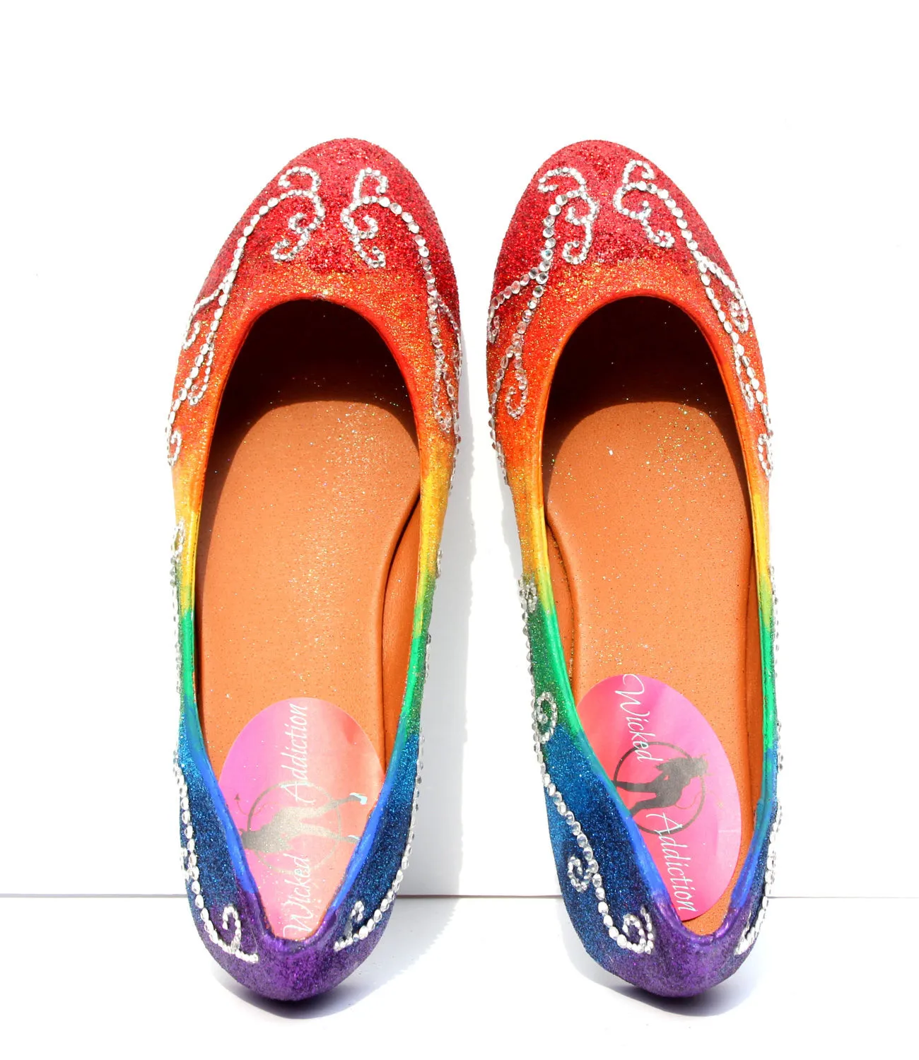 Rainbow Glitter & Clear Crystal Flat