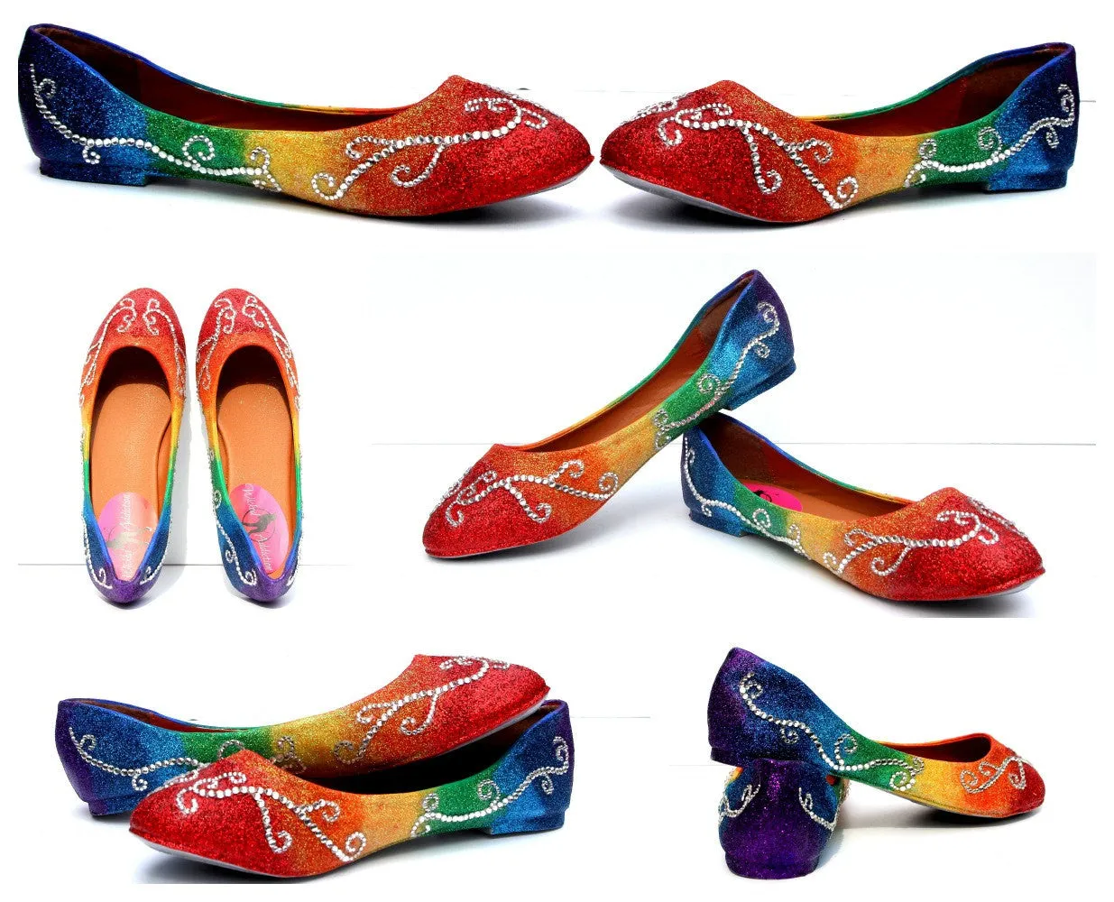 Rainbow Glitter & Clear Crystal Flat
