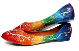 Rainbow Glitter & Clear Crystal Flat