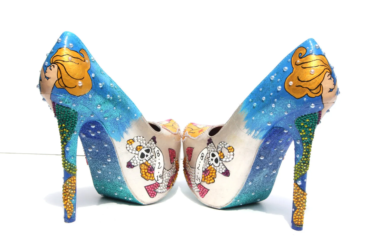 Rockabilly Mermaid Tat Heels in Crystal