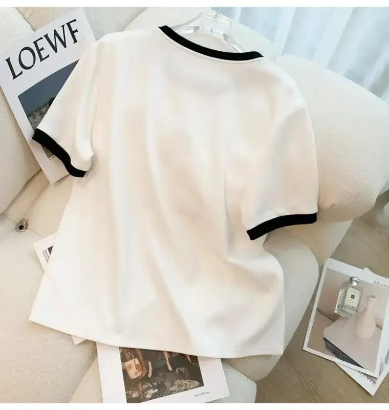 Rose Blossom: Embroidered T-Shirt & Pants Set