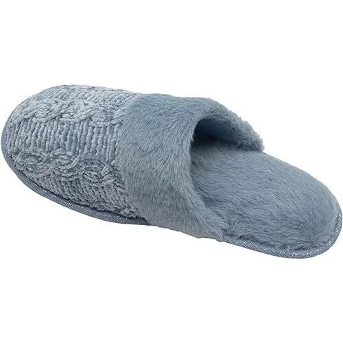 Roxoni Fur Trim Knit Sweater Slippers for Women