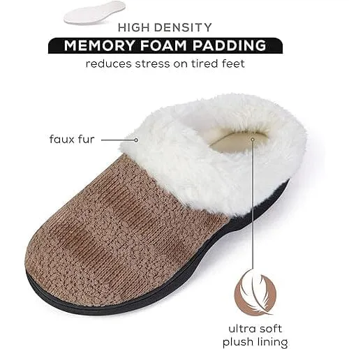 Roxoni Women's Cozy Memory Foam Slippers, Fuzzy Warm Faux Fur