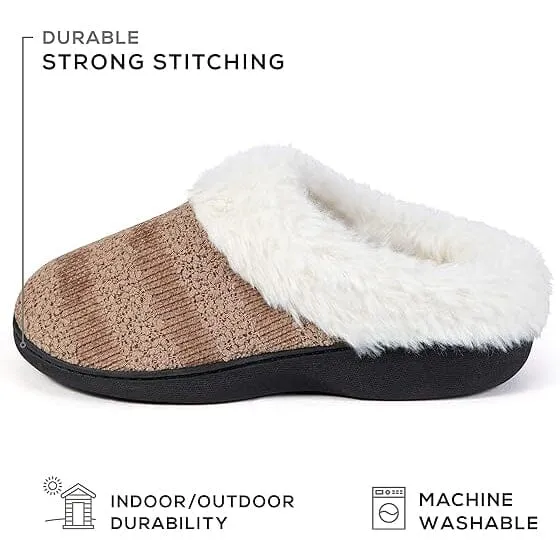 Roxoni Women's Cozy Memory Foam Slippers, Fuzzy Warm Faux Fur