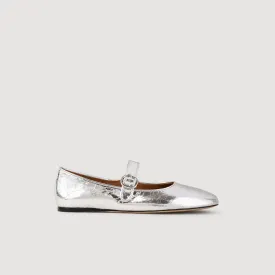 Sixties Shiny Leather Ballet Flats Silver