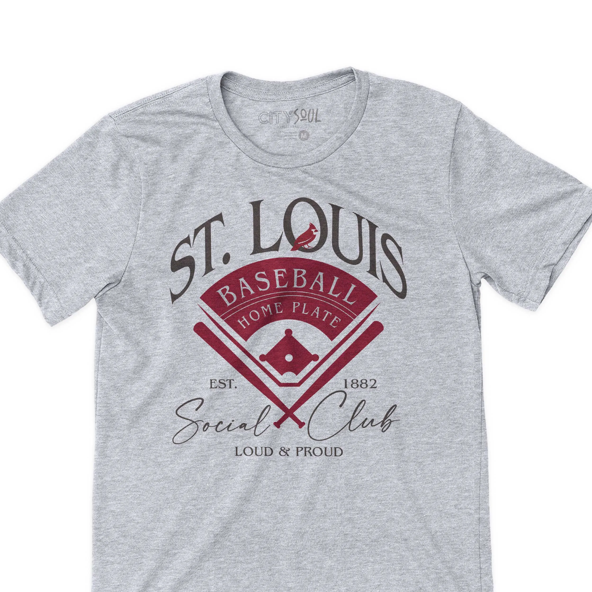 St. Louis Baseball Social Club Tee Classic Established 1882 baseball tee faded worn look social club vintage retro st. louis baseball shirt