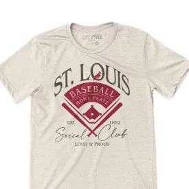 St. Louis Baseball Social Club Tee Classic Established 1882 baseball tee faded worn look social club vintage retro st. louis baseball shirt