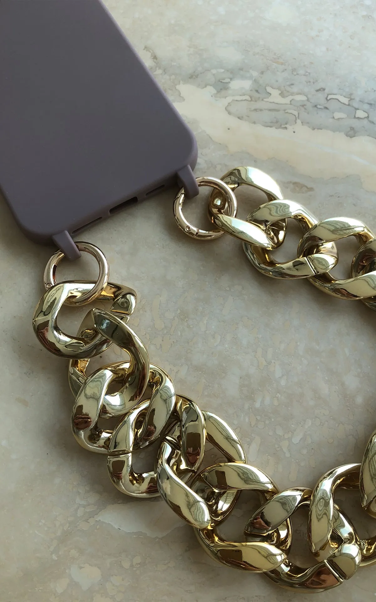 Taupe iPhone Case Cover & Gold Strap Phone Accessories