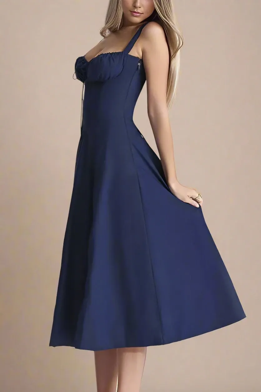 Taylor Bodycon Day Midi Dress - Navy Blue