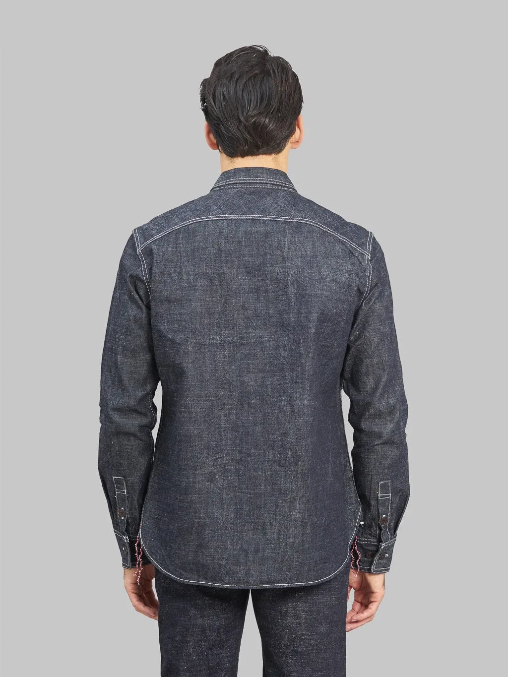 The Strike Gold 10oz Grey Slub Selvedge Denim Work Shirt