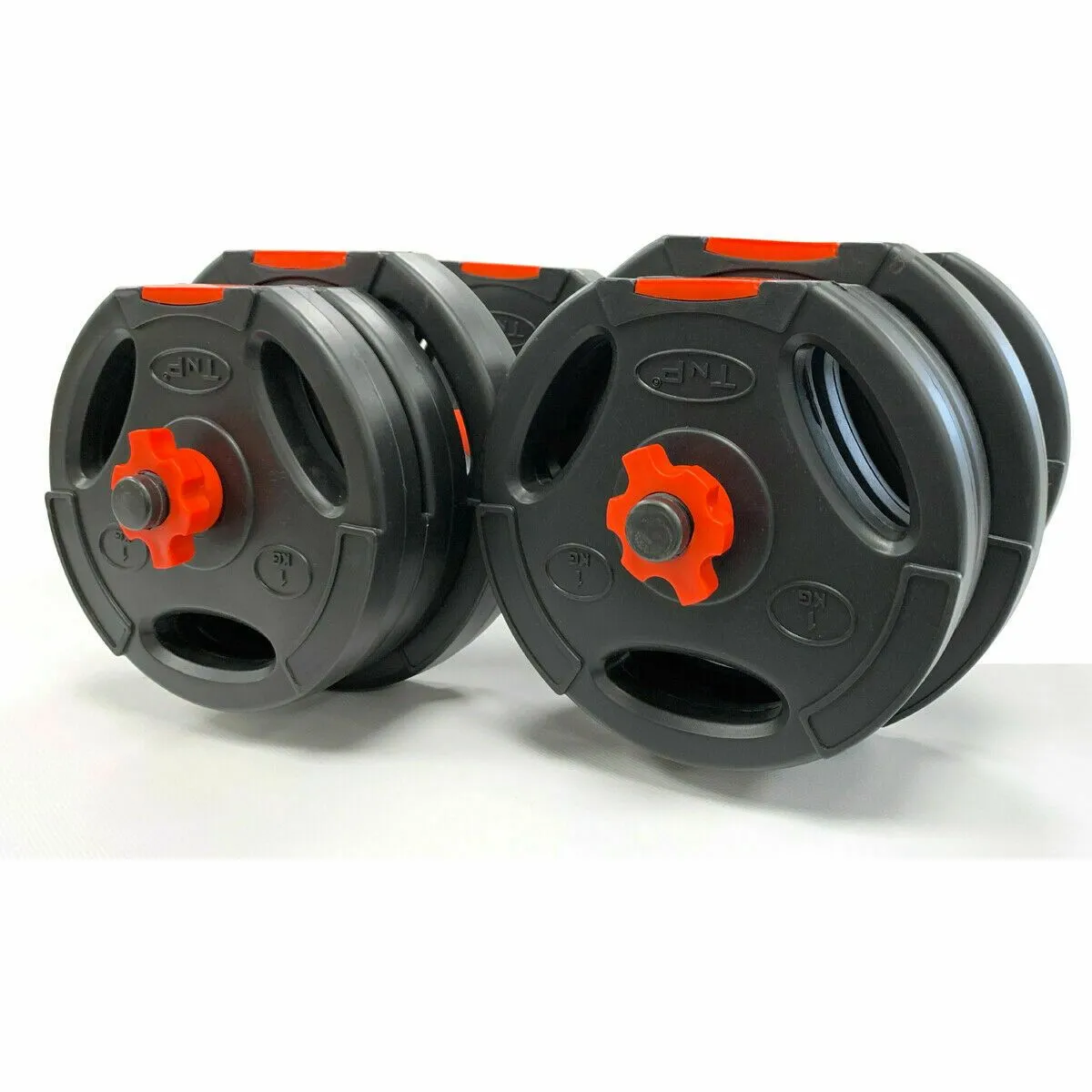 Tri-Grip Dumbbell Set (Black Red Dumbbell Bar) 20Kg