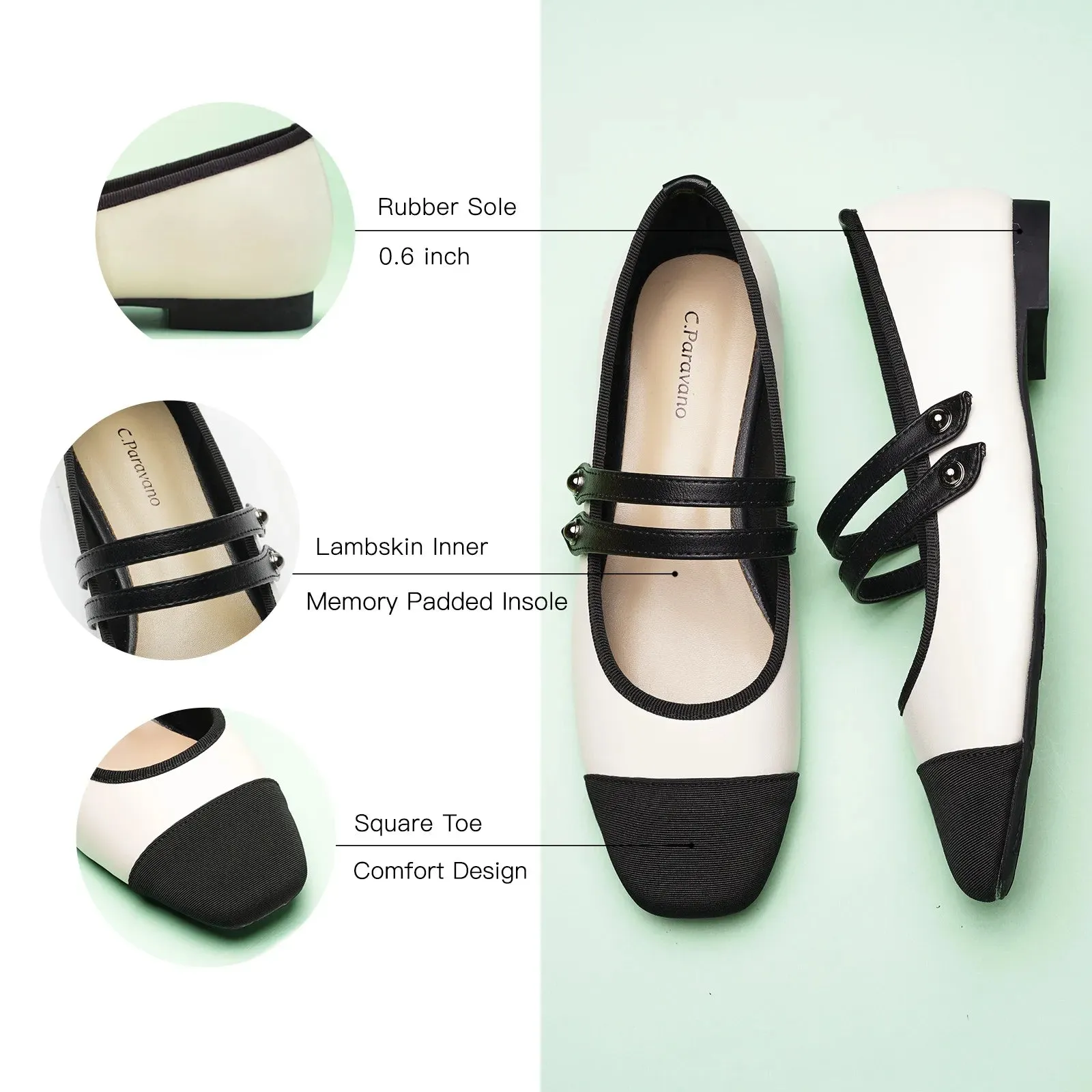 Two-Tone Double-Strap Mary Jane (Clara)