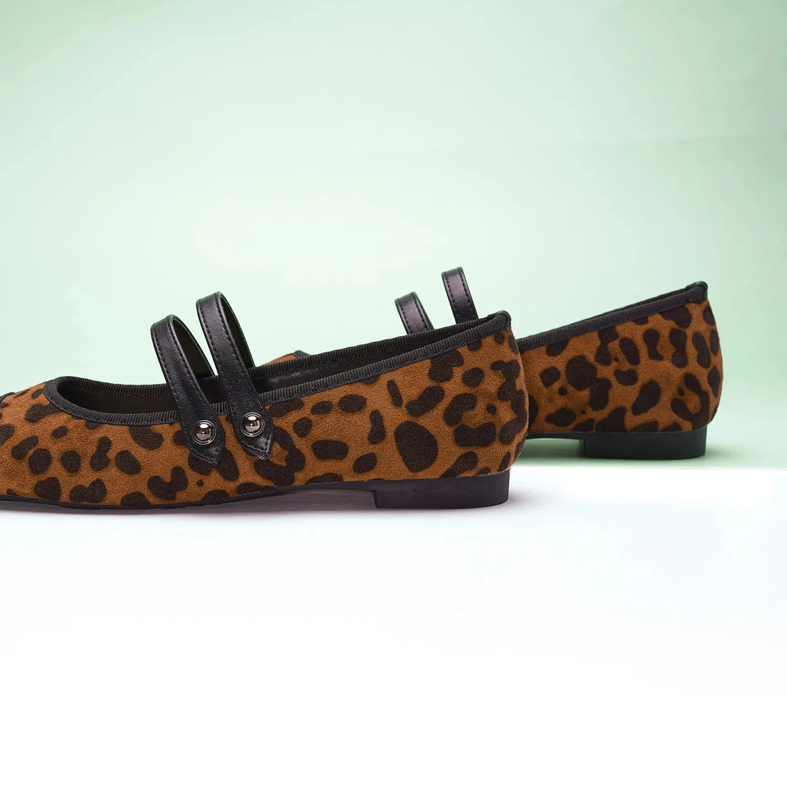 Two-Tone Double Strap Mary Jane Large Leopard