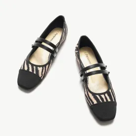 Two-Tone Double Strap Mary Jane Zebra
