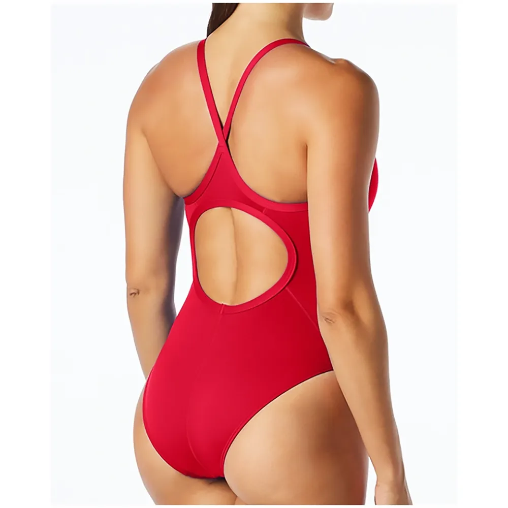 TYR Durafast Solid Red Elite Womens Diamond Swimsuit
