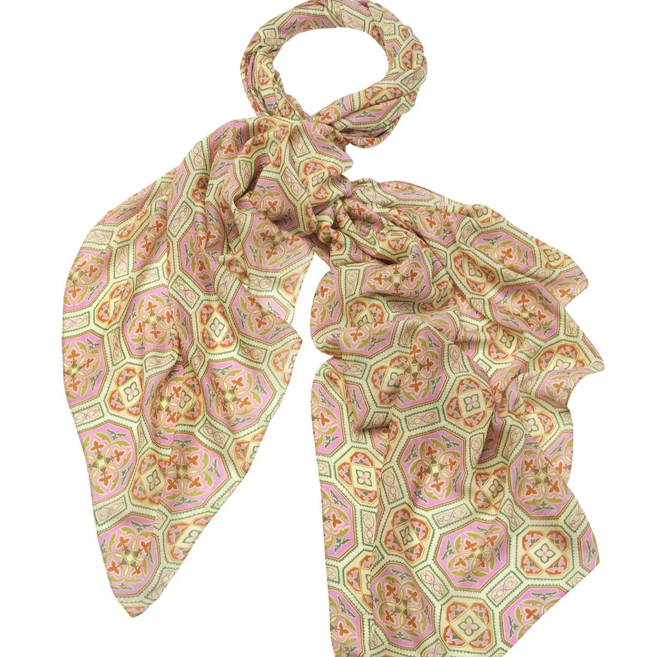 Vintage Tiles Pink Scarf - One Hundred Stars