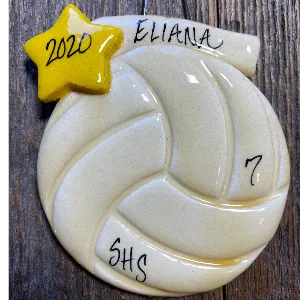 Volleyball with Star Christmas Ornament