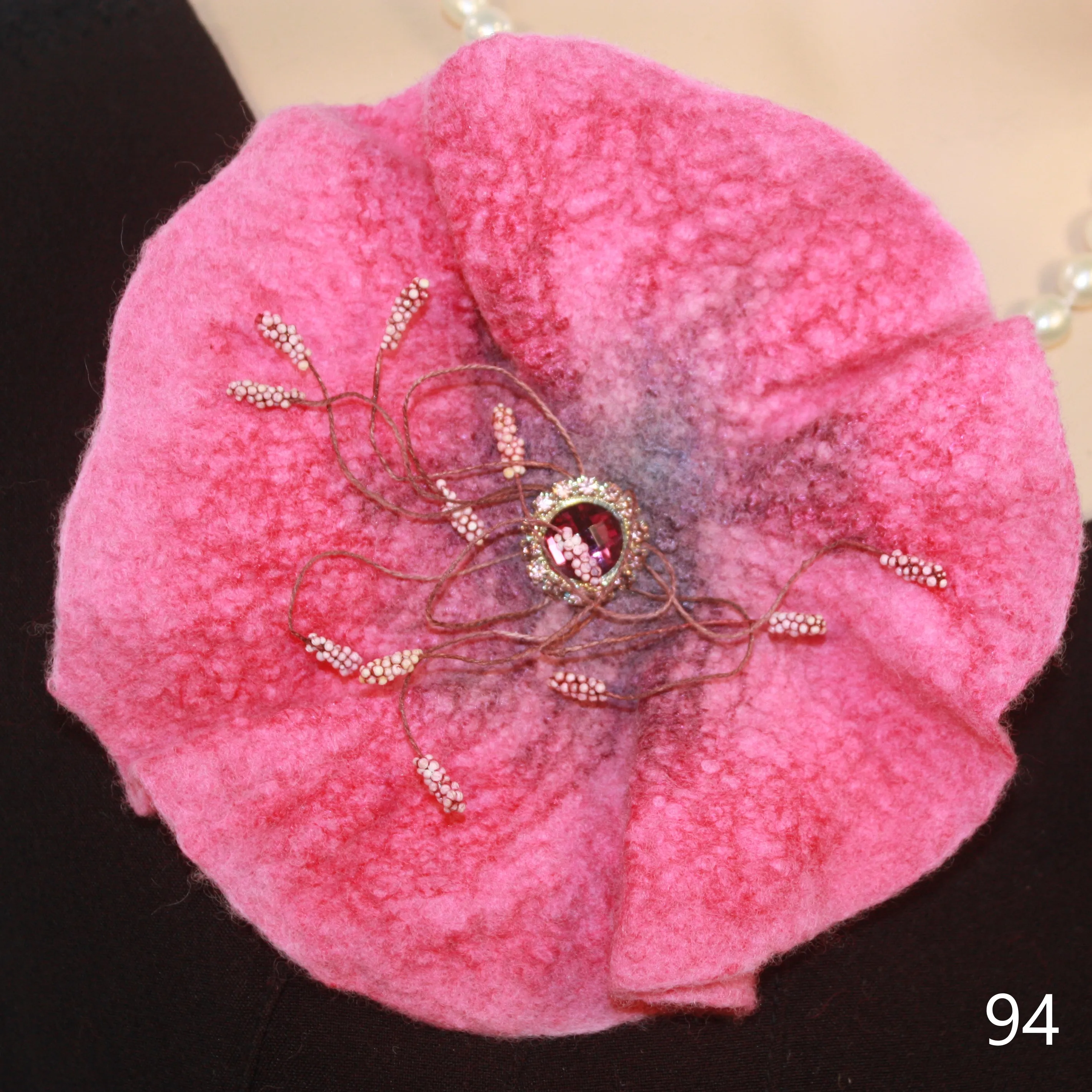 Wet felted flower brooch
