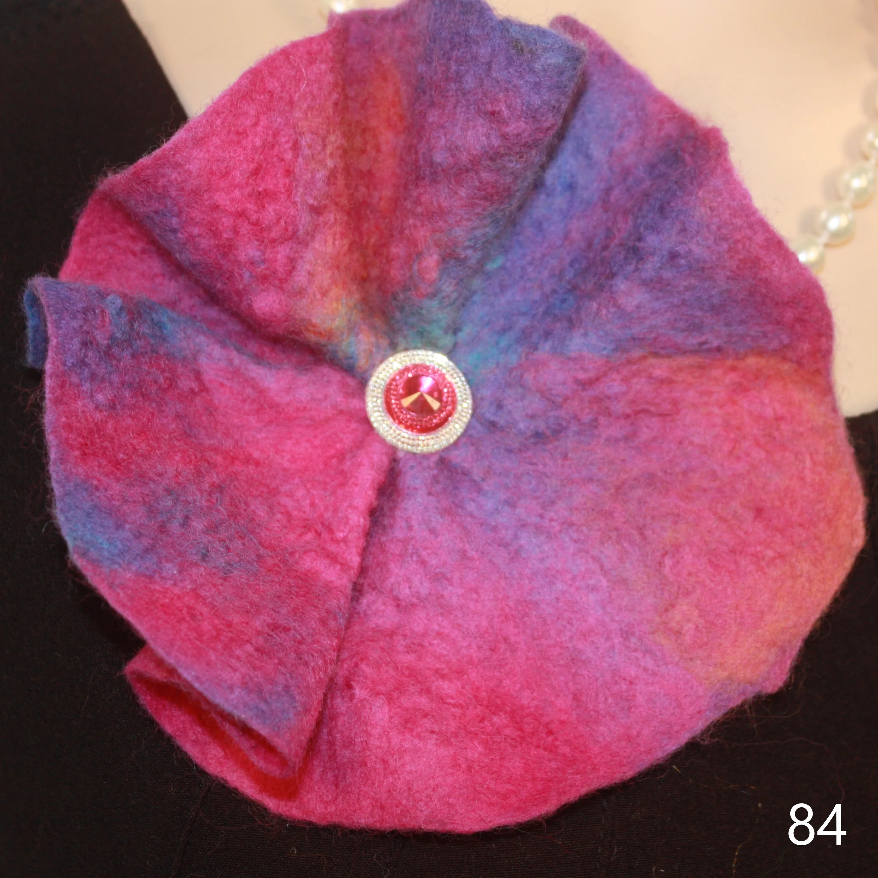 Wet felted flower brooch